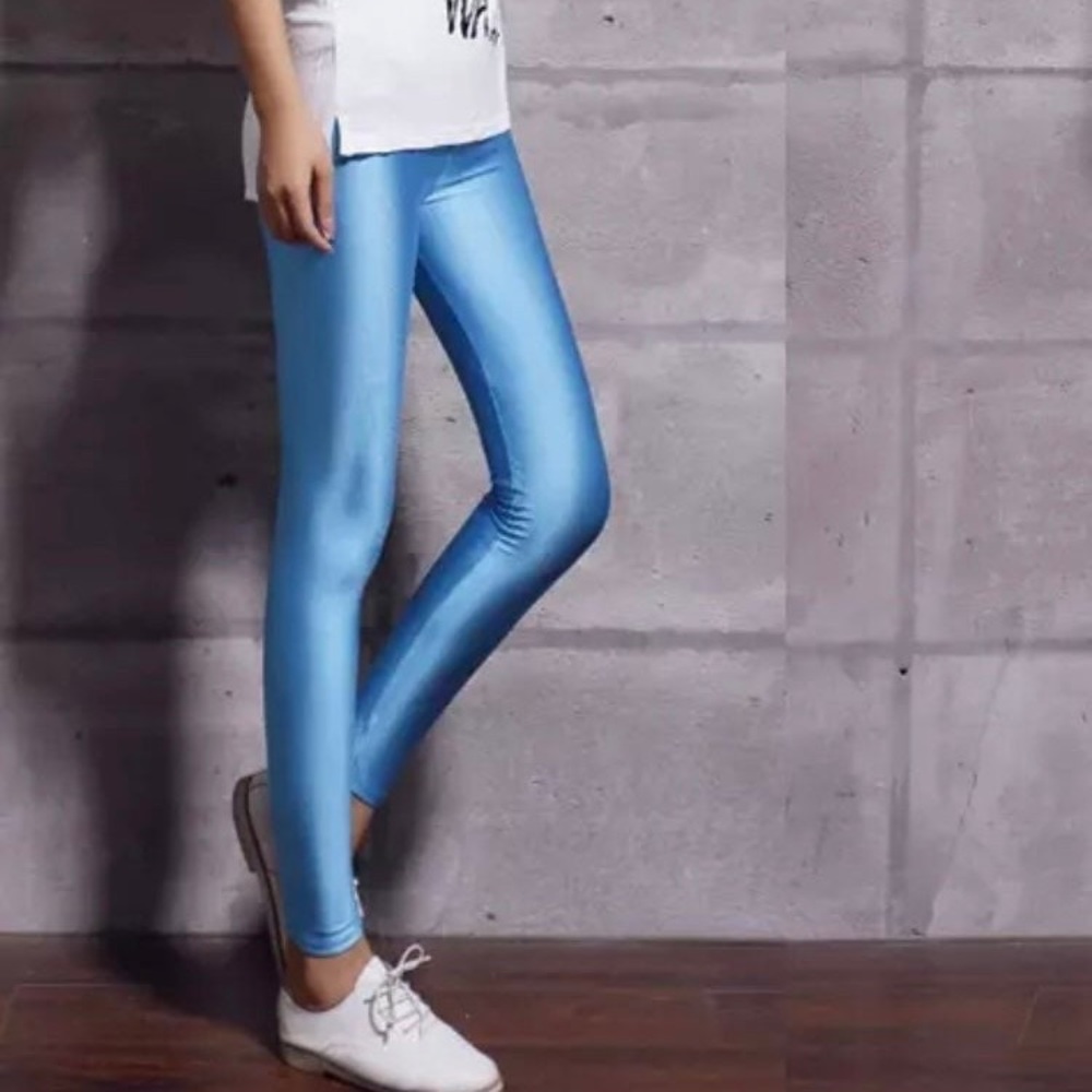 Lady Solid Candy Color Neon Leggings high elastic Skinny Pants soft thi